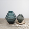 Glass Vases Grey Blue Tiered Ribbed Glass Vase